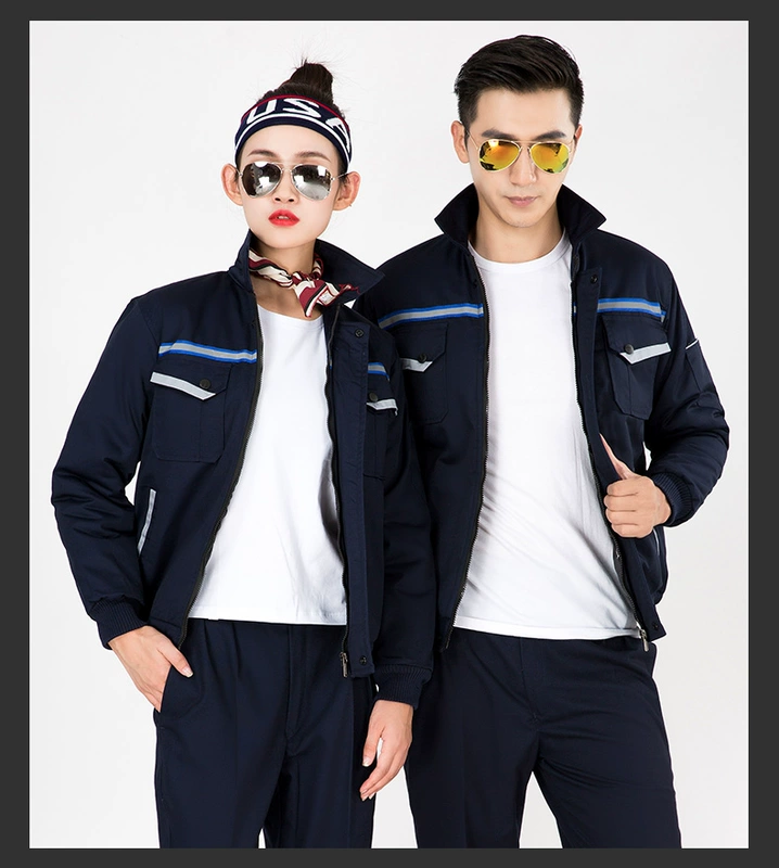 Winter Workwear Cotton Worker Workshop 4S Shop Auto Repair Factory Workwear Cotton Jacket Jacket Cotton Short áo khoác nỉ nam