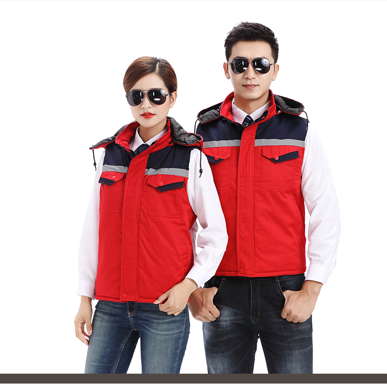 Áo vest cotton kỹ thuật mùa đông phản quang dải áo vest sửa chữa tự động 4S shop nhà máy dịch vụ dụng cụ vest quảng cáo in vest áo khoác nam thu đông