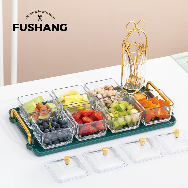 Light Extravagant Home Glass Fruit Pan High Face Value Living Room Fruit Parquet With Dry Fruit Pantry Snack Dish Snack Pan Snack Dish