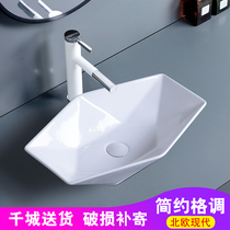 Nordic style 3D diamond three-dimensional pottery basin washbasin washbasin Large size ceramic washbasin washbasin