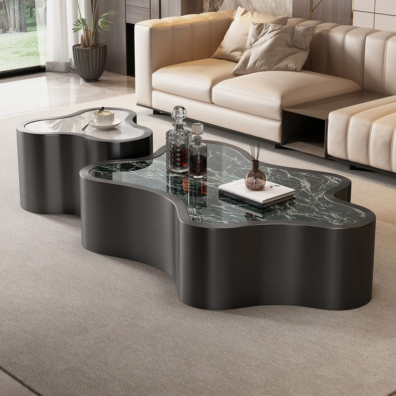 Crown Italian Minimalist Luxury Stone Coffee Table Set 2026 Designer High-End Irregular Shaped Home Coffee Table