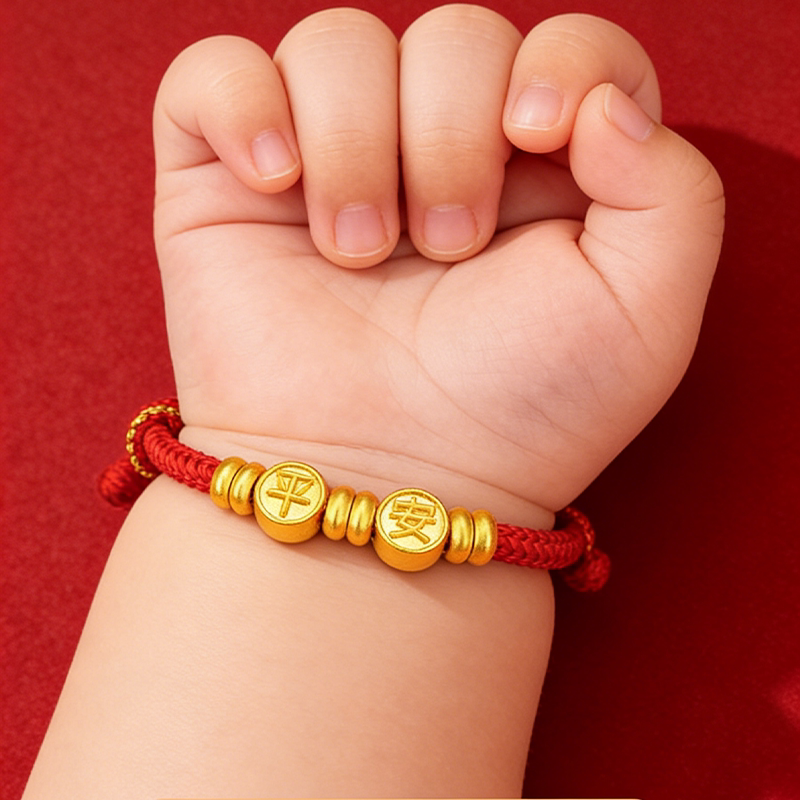 Peace and Joy Gold Bracelet Baby Pure Gold 999 Infant Gold Bracelet Children's Full Moon Hundred Days Birthday Gift Bracelet