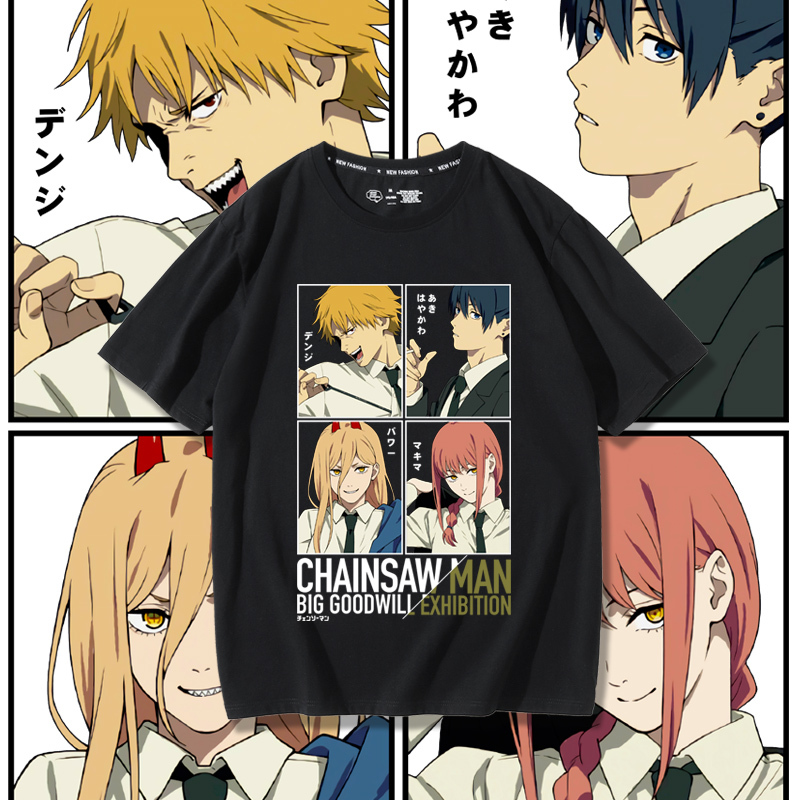 Chainsaw Man Anime Merchandise Clothing Sakaguchi Aki Pawa Short-Sleeve Chainsaw Man Japanese Style Anime Maki T-Shirt Summer