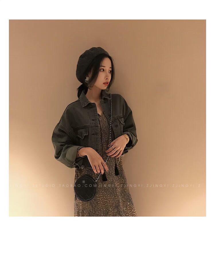 Zhang Jingyi 2018 mùa thu mới của Hàn Quốc phiên bản cao eo voan dài tay đầm nữ phần dài ruffle Một chiếc váy váy chữ a