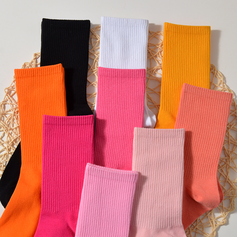Pink Socks for Women, Spring and Autumn Thin Pure Cotton Solid Color Mid-Calf Socks, Rose Red, Red, Orange-Red, Summer Long Socks for Outdoor Wear Pink Socks for Women, Spring and Autumn Thin Pure Cotton Solid Color Mid-Calf Socks, Rose Red, Red, Orange-Red, Summer Long Socks for Outdoor Wear