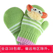 Baby autumn and winter gloves double thickened wool knitted gloves antifreeze warm lovely childrens wool gloves