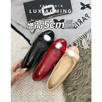33 small size bow inner height increasing single shoes wedding shoes