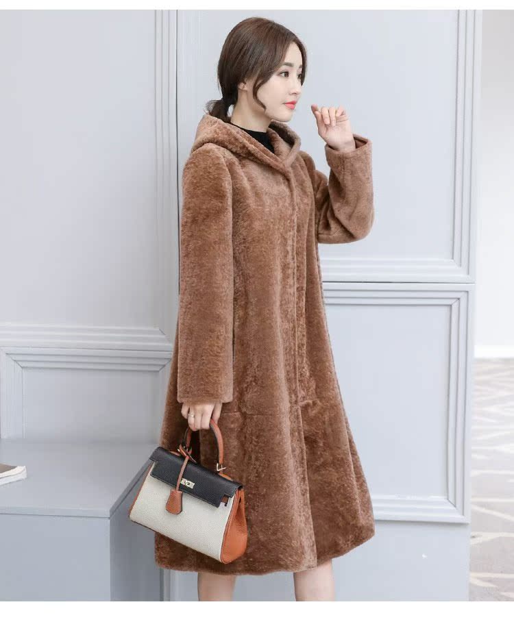 Áo lông cừu xù lông một phần dài bằng lông cừu lông mùa đông nữ 2018 mới size lớn áo cổ lông