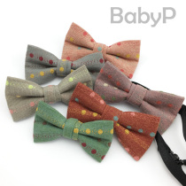 BabyP Custom Child Baby Collar Knot Pure Cotton Color Wave Dot Vintage Boy Baby Small Collar Knot