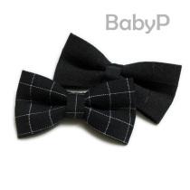  Black bow tie Boy baby child baby bow tie 100 days old black and white plaid bow tie