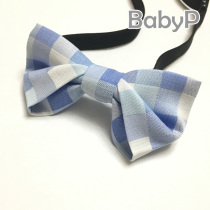 BabyP high-end custom-made child collar light blue plaid boys first year baby baby small collar spring summer