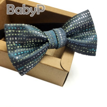 BabyP Custom Child Collar Grey Blue Bright Silver Thread Boy Necktie Baby Baby Performance Butterfly Knot