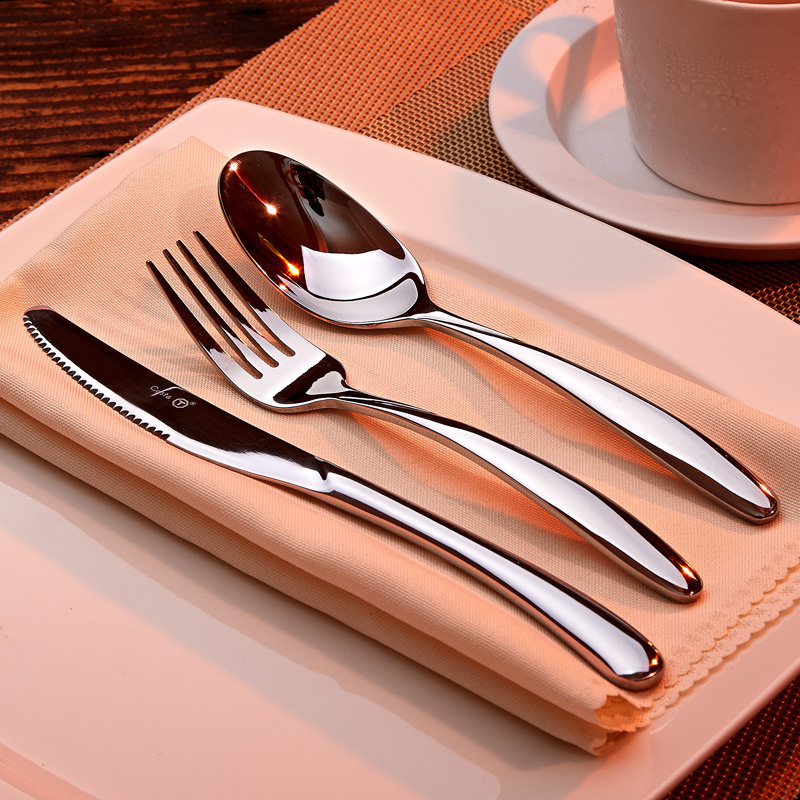 Eat steak of knives and forks three-piece set of Western food set tableware knife spoon full set of two household plates West cutlery plate children