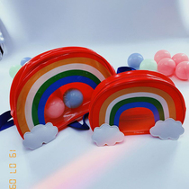 Personality cute childrens semi-circular super suction fun Rainbow Street shooting backpack casual mini backpack female