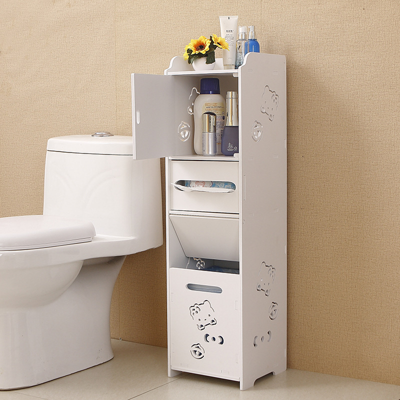 Bathroom Storage Rack, Floor-Standing Bathroom Side Cabinet, Narrow Waterproof Gap Storage Cabinet, Toilet Side Cabinet with Trash Can Bathroom Storage Rack, Floor-Standing Bathroom Side Cabinet, Narrow Waterproof Gap Storage Cabinet, Toilet Side Cabinet with Trash Can