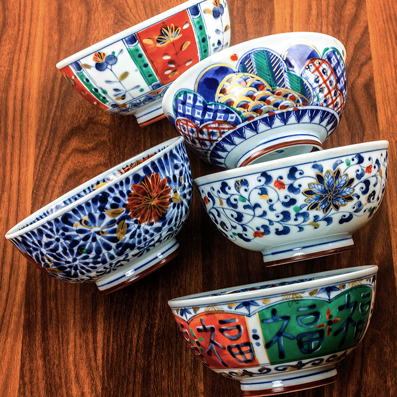 Japanese Imported Blue Ceramic Bowl Set, Traditional Romantic Style, Large Bowl for Daily Use, Japanese Ramen Bowl