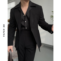 PAPER 40 thousand retro black bubble yarn casual Western suit suit mens spring summer yuppies superior sense two sets