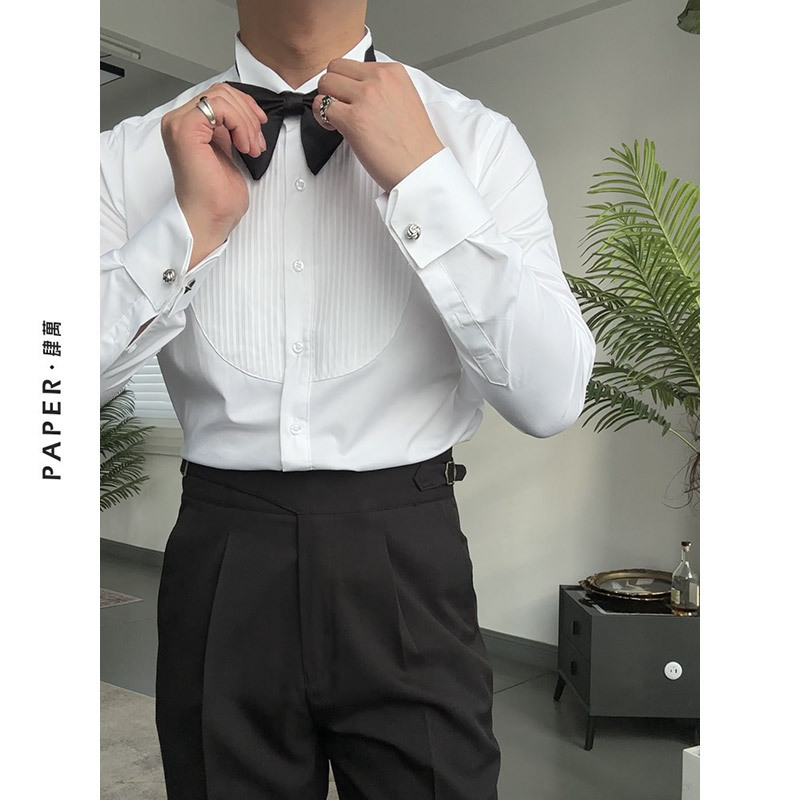 Paper Siwan High-End Wing-Collar French Shirt Business Gentleman Banquet Dress Shirt Wedding Groom Men's Fashion