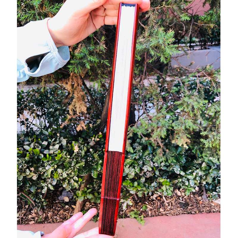 Indian lobular red sandalwood culture folding fan mahogany Chinese style portable men's retro style Chinese style blank folding fan