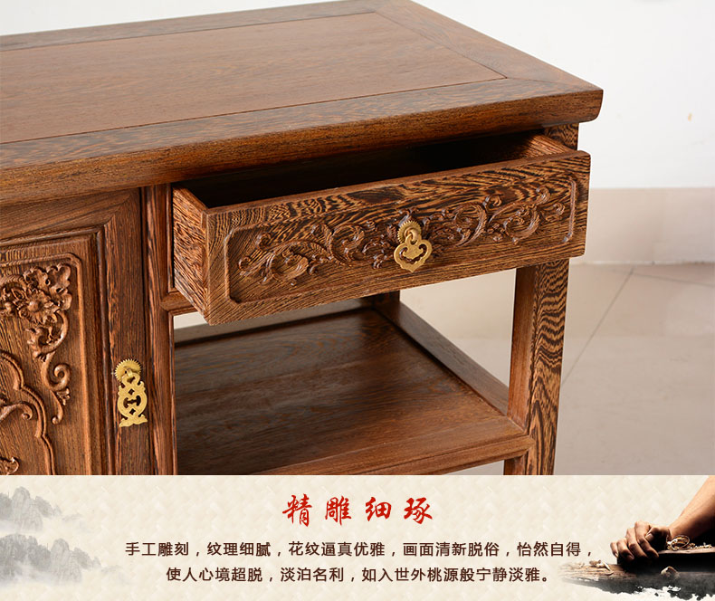 đồ gỗ Wenge tủ chè Trung Quốc tối giản tủ phòng khách nhỏ tủ tủ chè tủ bếp gỗ gụ bên ăn uống - Buồng tủ sắt đựng quần áo