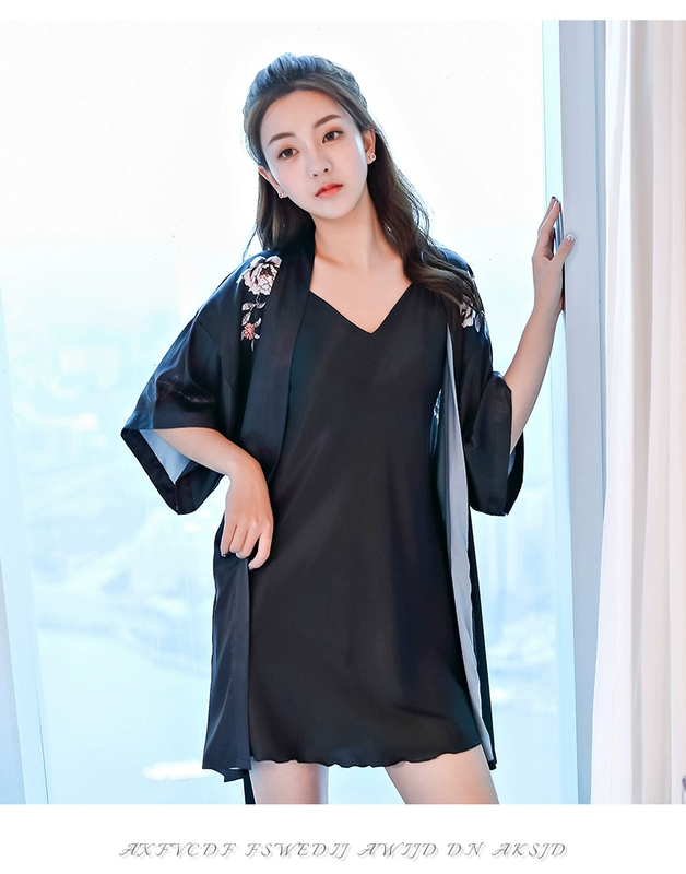 Đồ ngủ dành cho nữ Áo ngủ gợi cảm, Váy ngủ cho nữ Áo hai dây mùa xuân và mùa thu mỏng - Night Robe áo choàng ngủ dài nữ