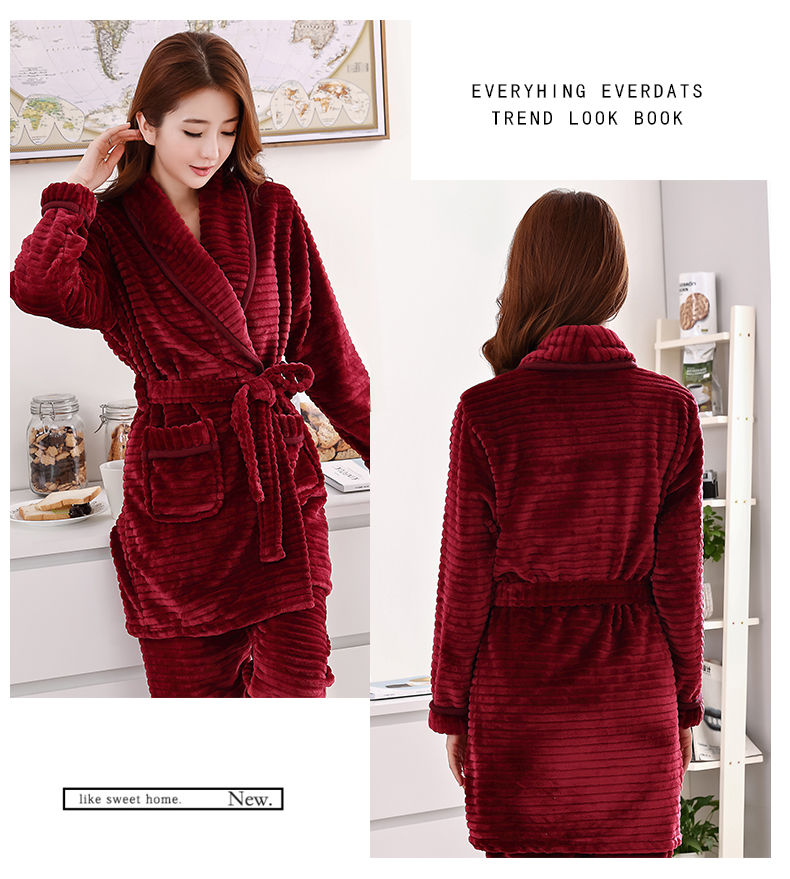 Đồ ngủ của phụ nữ cộng với quần áo nhung mùa đông Đồ ngủ của phụ nữ cotton mùa đông cộng với phân bón tăng Mùa đông dày đôi dài lông cừu san hô đồ bộ thun