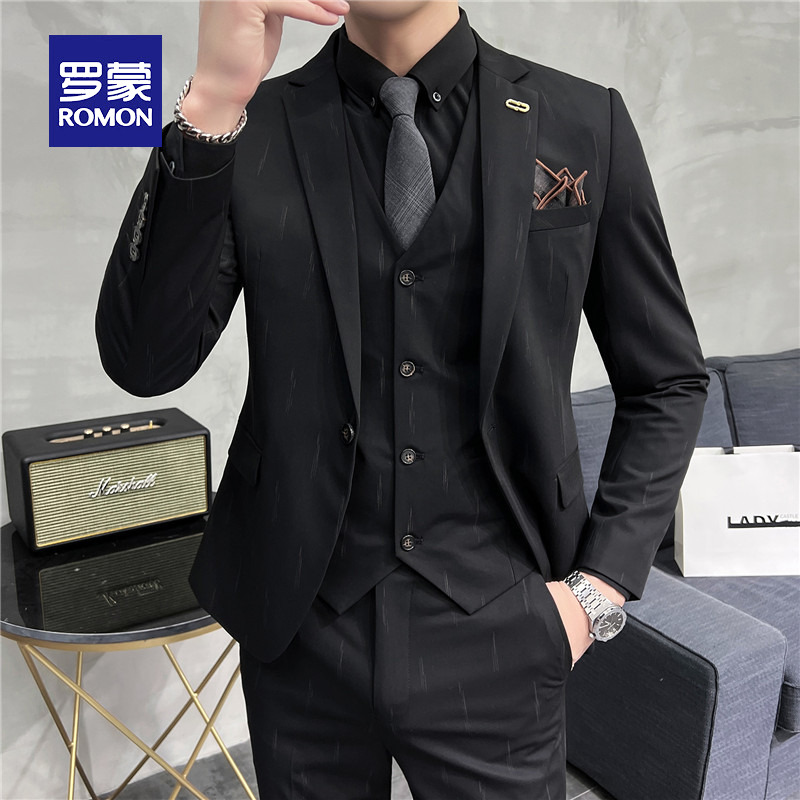 Romon 2022 spring and summer new suit suit men's Korean version of the slim business casual suit professional suit to work
