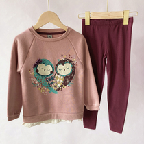 Foreign trade export girls TU autumn winter TU suit padded cotton pink foreign style two-piece children