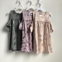 Gigi Magic House Foreign Trade Children's Wear Girls' Casual Cotton Dress Shoulder Full of Star Lips Eyelashes