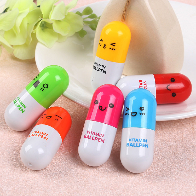 Pill pen cute scaling pen capsule pen mini-portable postal toy pen carry creative cartoon ball with you