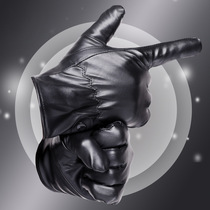 Winter New Men Black PU Plus Suede Warm Gloves Button for men Touch Screen Finger Plus Suede Warm Gloves