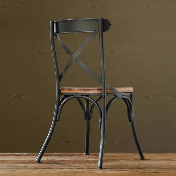 Đồ nội thất nước Mỹ retro cũ thanh sắt ghế ăn gỗ rắn bàn ăn và ghế chéo ghế - FnB Furniture bàn tiếp khách văn phòng nhỏ