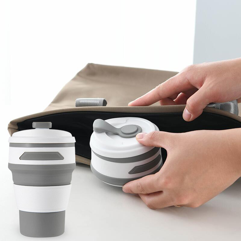 Japan folding cup portable telescopic silicone large capacity outdoor travel boiling water drinking water multi-function compression cup