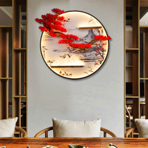 New Chinese living room sofa background wall decorative painting Three-dimensional welcome pine pendant Entrance tea room wall landscape hanging painting