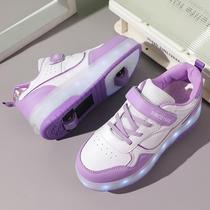 Willows childrens two-wheel flashing Heelys shoes for girls and boys retractable roller skates for primary school students ultra-light skates