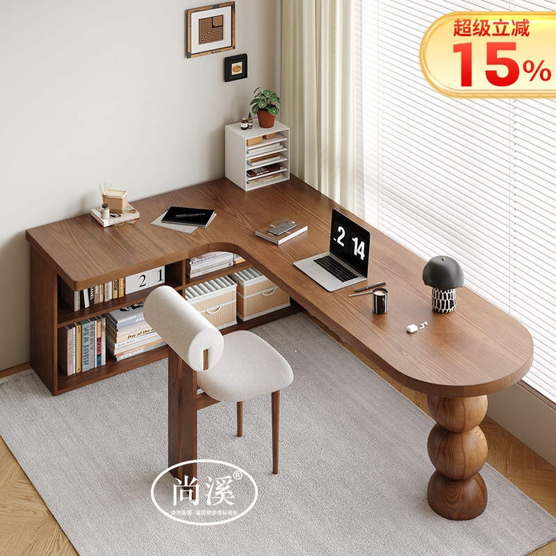 Solid Wood Corner Desk with Integrated Bookcase and Storage Cabinet, Computer Desk for Home Study, Writing and Learning Desk, Corner Table Solid Wood Corner Desk with Integrated Bookcase and Storage Cabinet, Computer Desk for Home Study, Writing and Learning Desk, Corner Table
