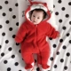 Quần áo bé Xiêm dễ thương siêu dễ thương màu đỏ ấm áp cho bé mùa thu và mùa đông mặc đồ sơ sinh dày lên năm mới quần áo thể thao trẻ em