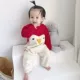 Beilai Le boy quần áo bé một mảnh bé sơ sinh 0 tuổi 3 tháng đồ ngủ dệt kim mùa xuân và áo len mùa thu - Áo liền quần