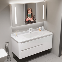 Light luxury style bathroom cabinet combination slate seamless integrated ceramic basin bathroom washbasin washbasin cabinet