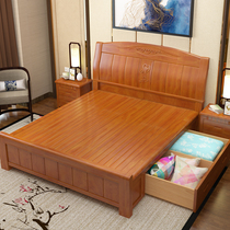 Oak solid wood bed factory direct double bed 1 8 M modern minimalist storage 1 5m master bed 200x220