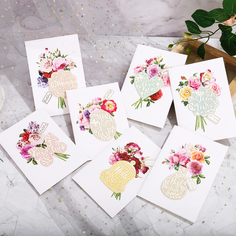 Korea Creative Small Card Birthday High-end 7 New Year's Eve Small Qing Creative High-end Blessings Thank You Big Greeting Card With Envelope