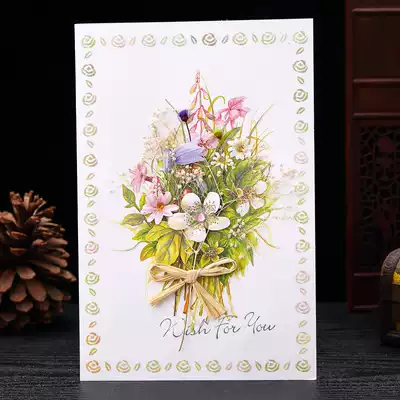 Women's Day Korean creative high-end three-dimensional dry flower blessing thank you small card birthday card