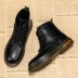 Demark Wallace giày nam mùa thu và mùa đông cao cổ dụng cụ giày cao cổ ngắn đôi màu đen phong cách Anh Martin boots nữ - Giay cao