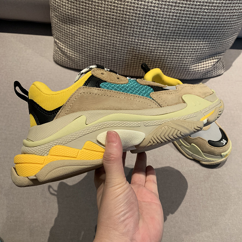 Brown Green YellowDabin   Paris Daddy shoes female ins tide Internet celebrity 2020 new pattern Color matching increase The sixth floor Thick bottom motion Casual shoes