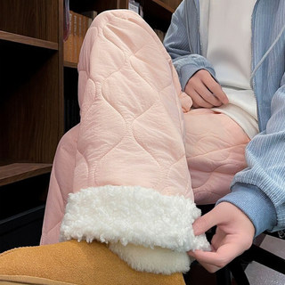 Pink Windproof Cotton Pants for Women, Suitable for Outdoor Wear in Autumn and Winter, Thickened for Warmth, Slim Straight-Leg, Cold-Proof Ski Pants, Fleece-Lined Wide-Leg Pants