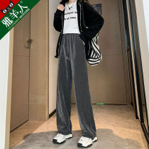 Waffle Leg Pants Womens Pants Autumn and Winter 2021 New Corduroy Chenille Gray Sweatpants