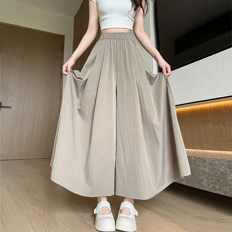 山本スカートパンツレディース2025新作夏薄手ハイウエストAラインコットンリネンスカート小さいサイズアイスシルクワイドレッグパンツ