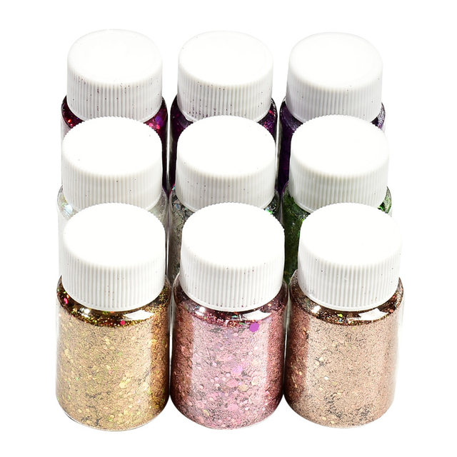 diy handmade hemp material crystal glue fine powder glitter mixed with laser glitter hexagonal glitter sequins 20ml