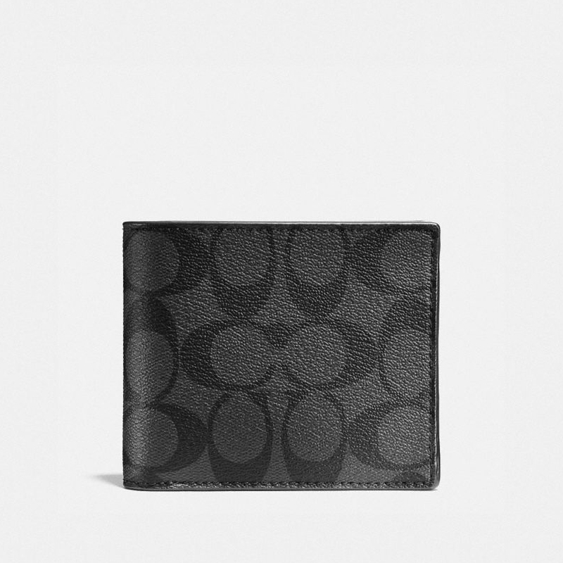 Coach Men's Wallet with Logo Print, Classic Pattern, Short Folding Card Holder, Clutch Wallet with Multiple Compartments Coach Men's Wallet with Logo Print, Classic Pattern, Short Folding Card Holder, Clutch Wallet with Multiple Compartments