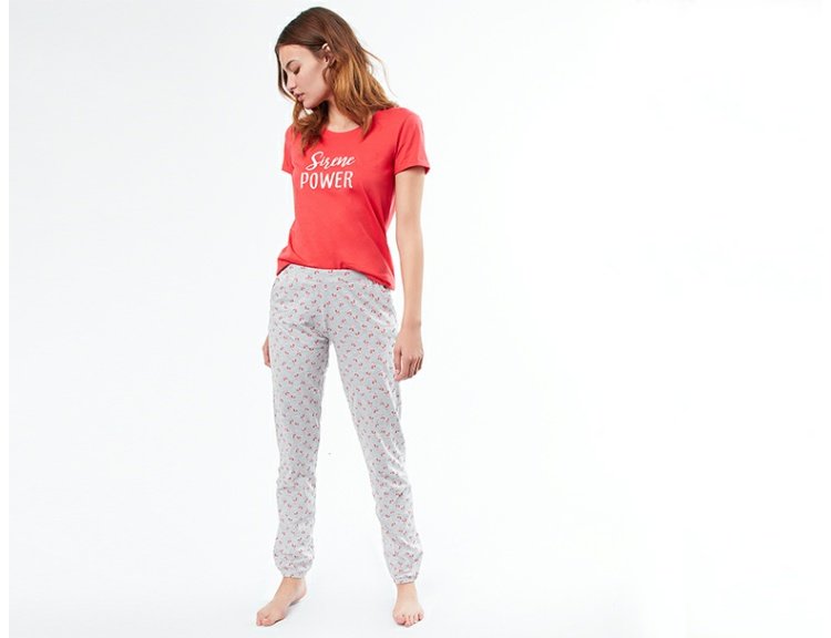 [ba] Ege đồ lót Etam in chữ áo sơ mi ngắn tay tại nhà màu đỏ 8E077611401 shop đồ lót